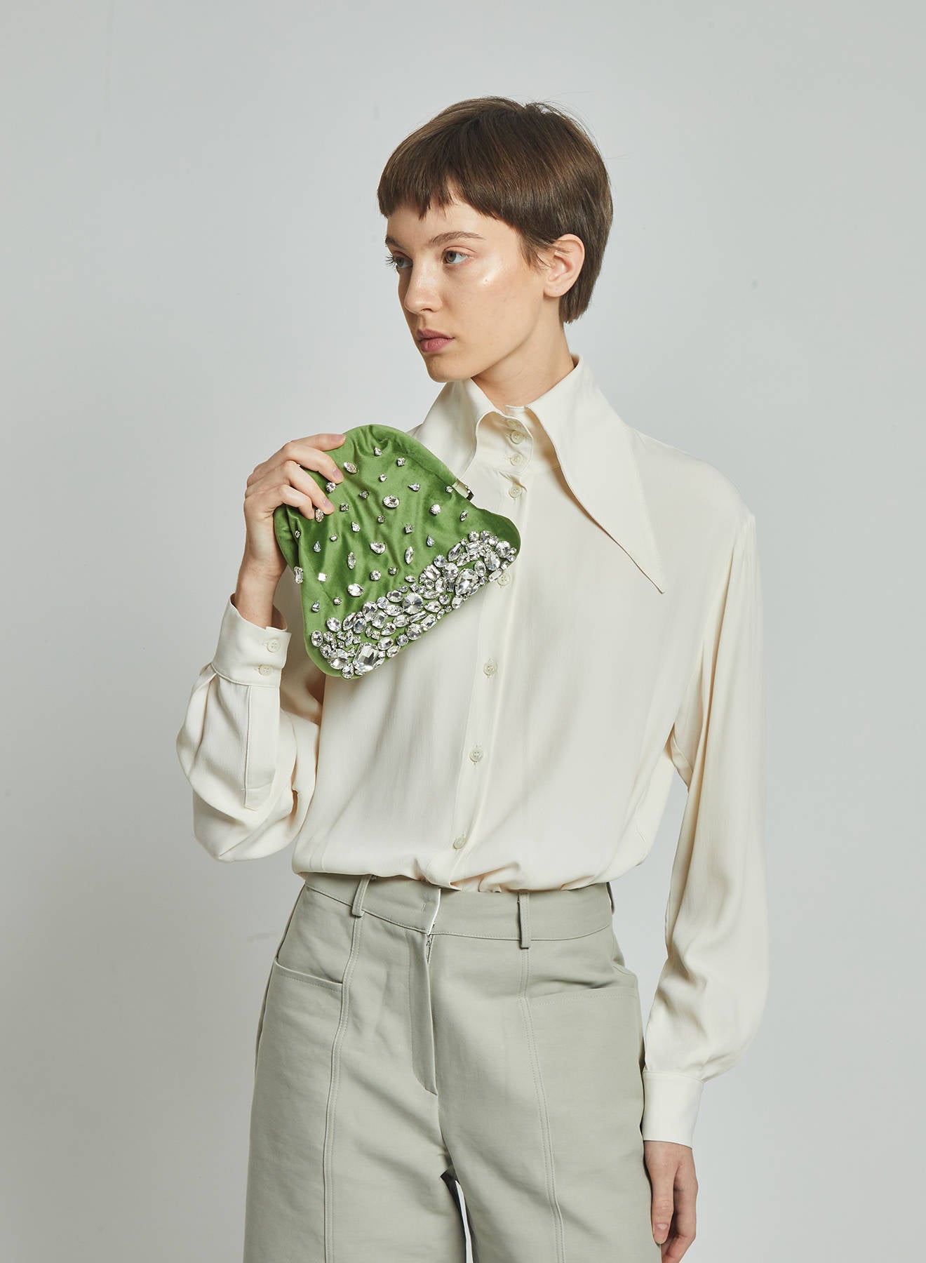 Maria la Rosa Pepita Mini Bag Clutch Braun Samt