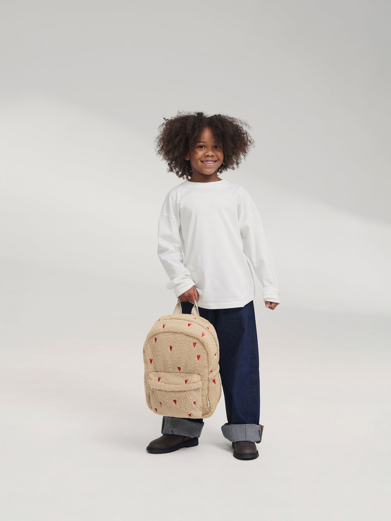 Studio Noos Teddy Midi Rucksack Ecru Hearts Kinder 6+