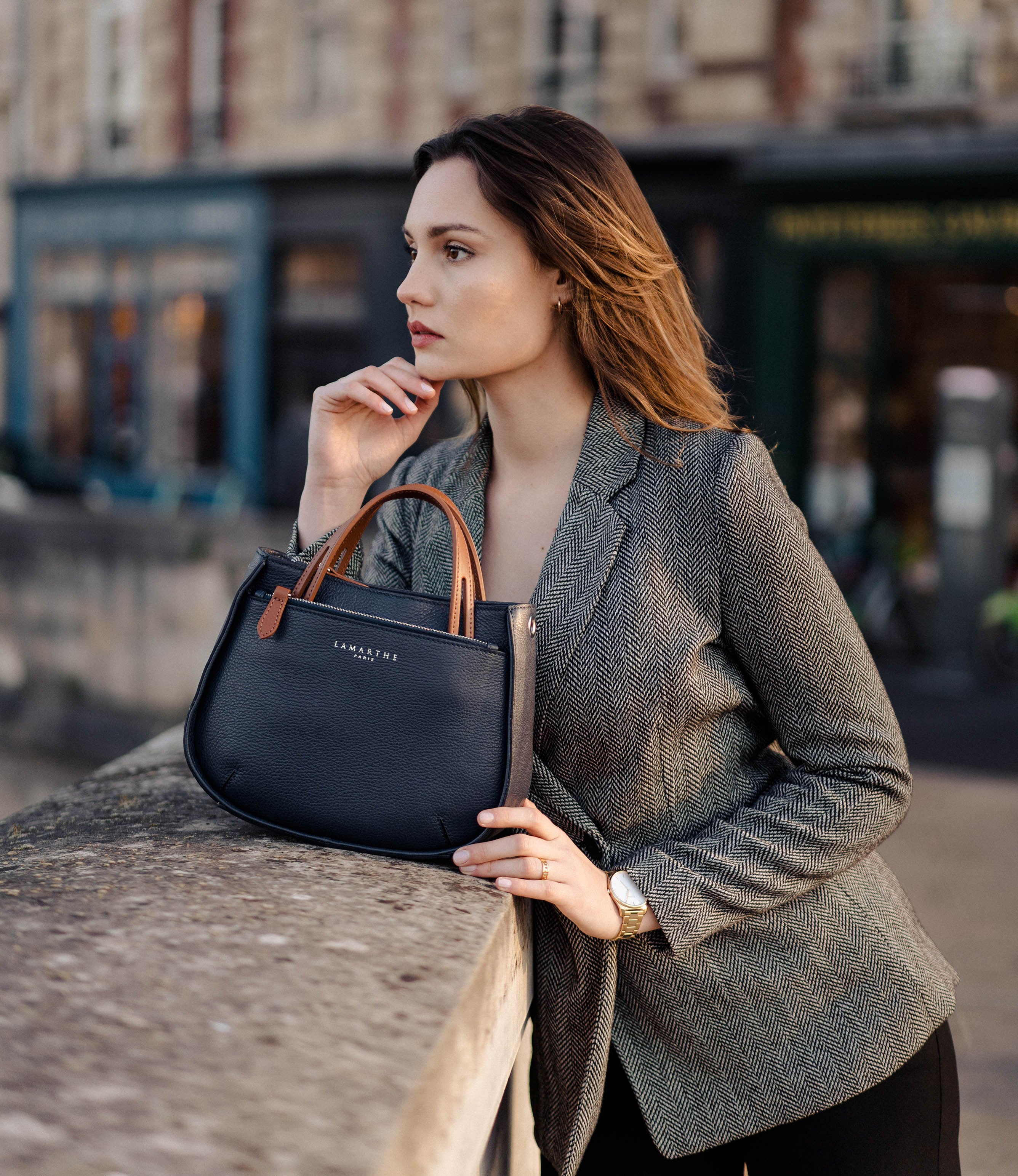 Lamarthe Fidèle S Umhängetasche Navy Vollleder