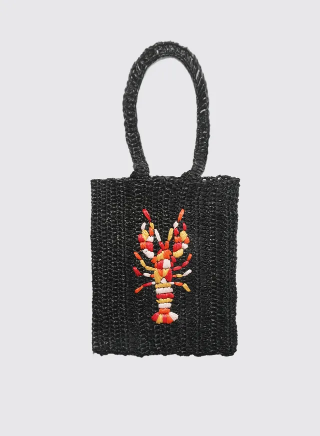 Maria la Rosa Lobster WBS26.20 Tote Schwarz Raffia