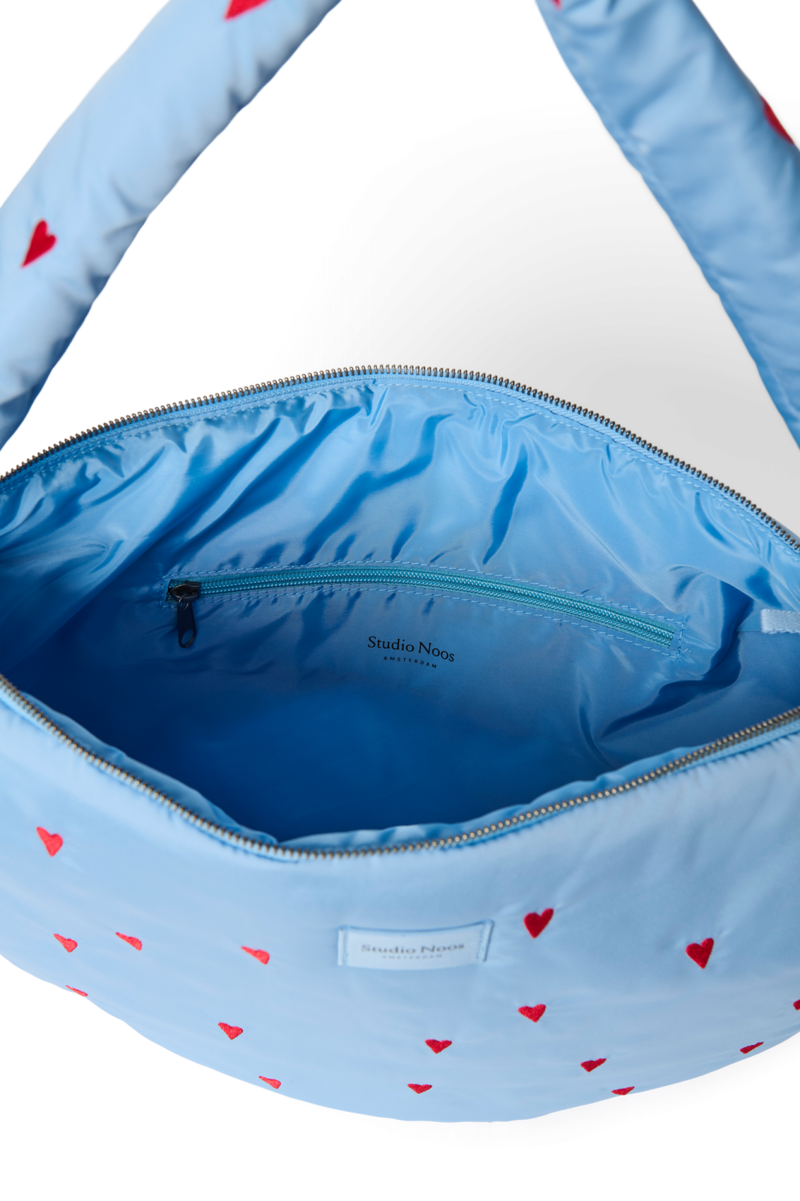 Studio Noos Puffy Cross Body Bag Umhängetasche Light Blue Hearts