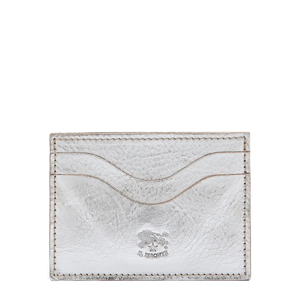 Il Bisonte Salina Kartenetui Silber Metallic-Leder
