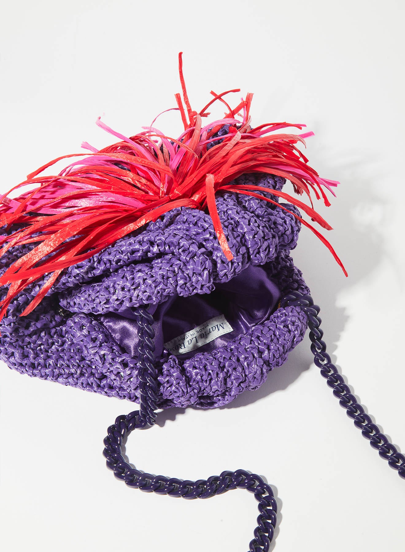 Maria la Rosa Eolia Mini Raffia Clutch Violet