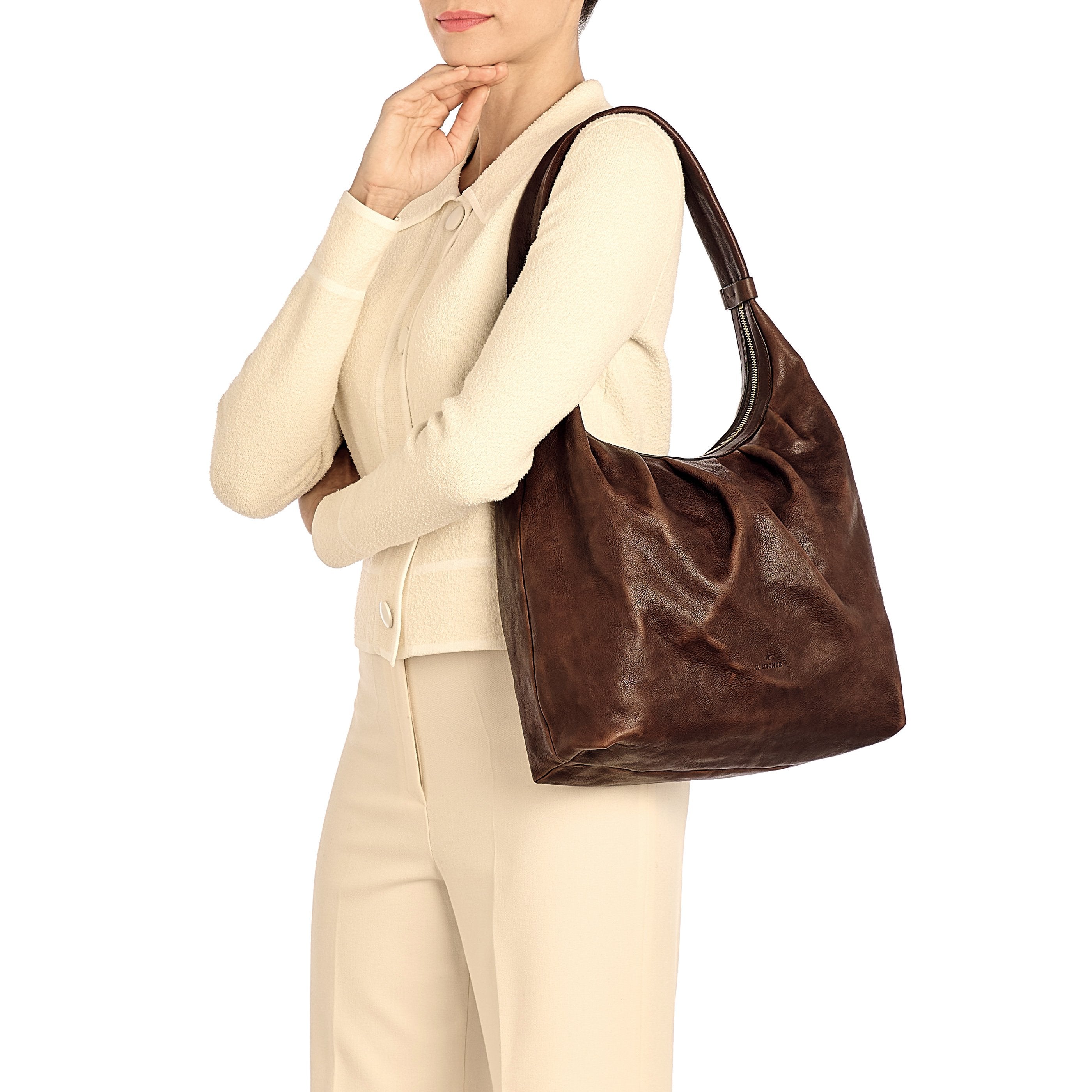 Il Bisonte Accademia Hobo Handtasche Caffè Vollleder