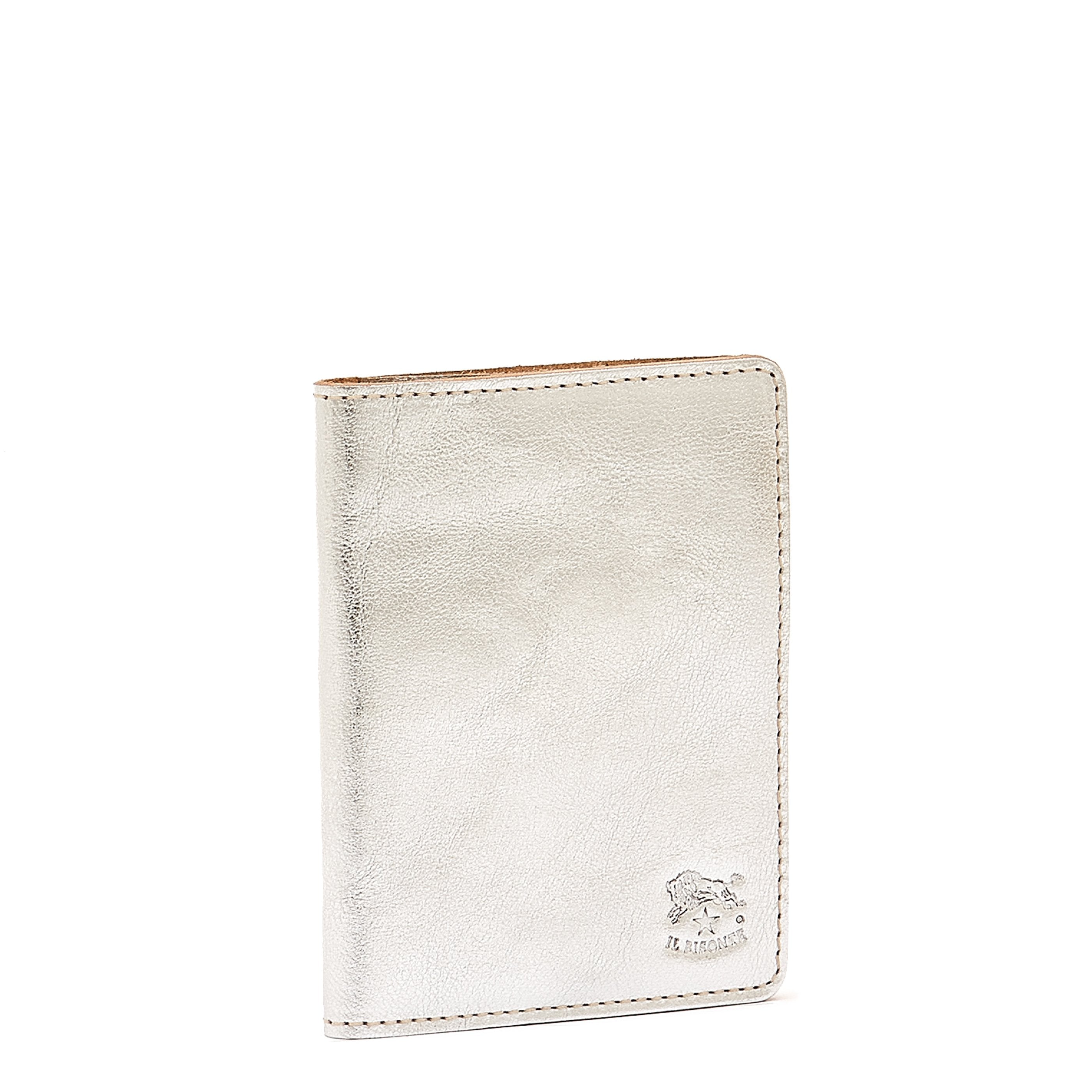Il Bisonte Kartenetui Leder silber metallic Buchformat