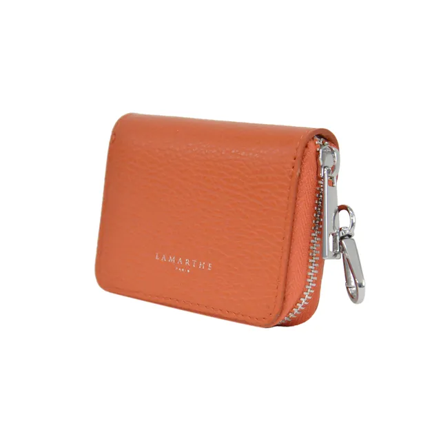 Lamarthe Saphir Kartenetui Orange Narbenleder