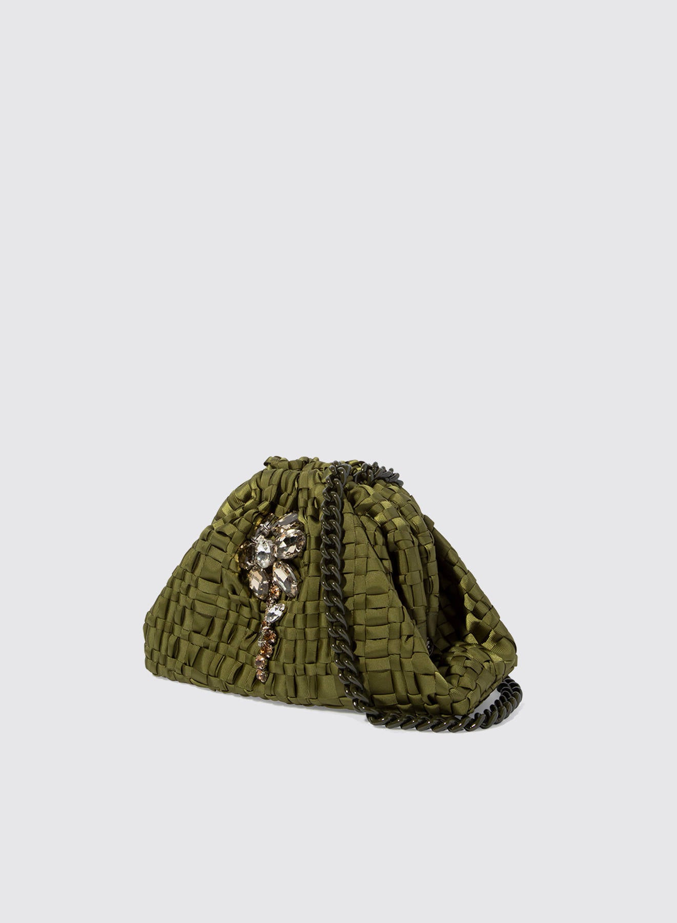Maria la Rosa Crystal Petal Mini Bag Clutch Puderblau Stick