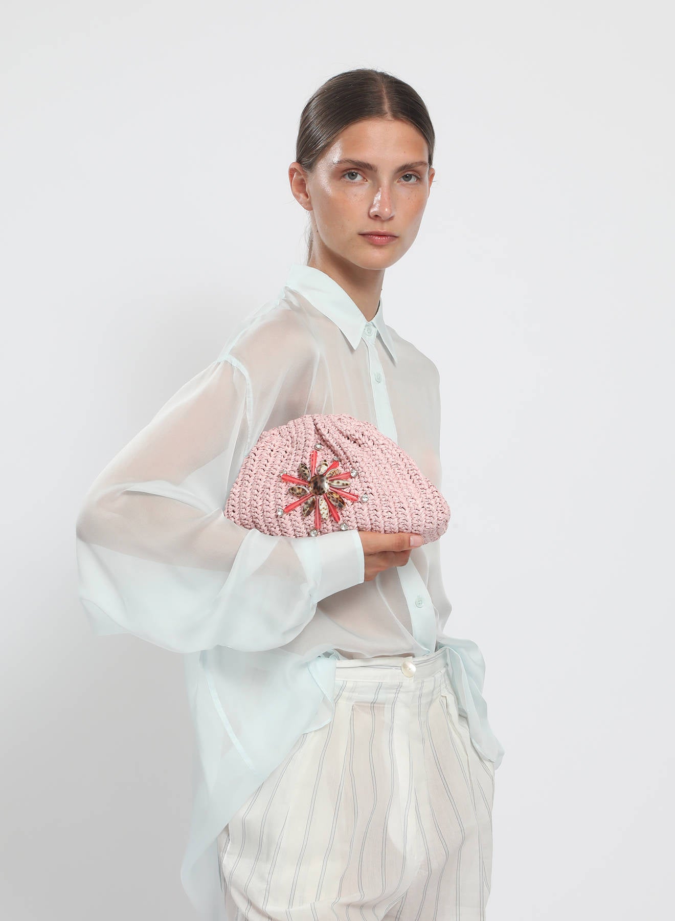 Maria la Rosa Raffelle Mini Bag Clutch Pink Häkel