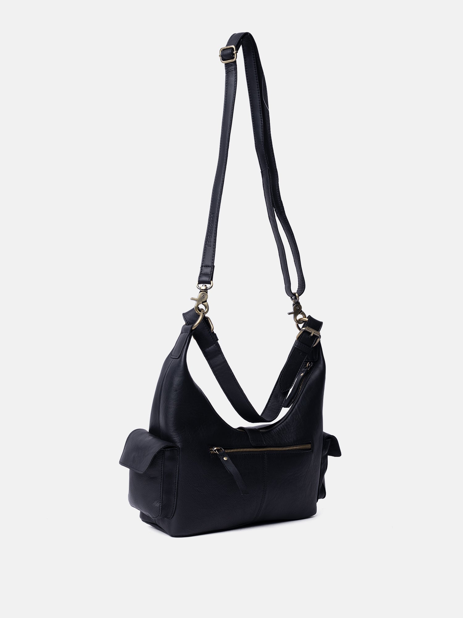 RE:DESIGNED Solvej Medium Schultertasche Schwarz Vollleder