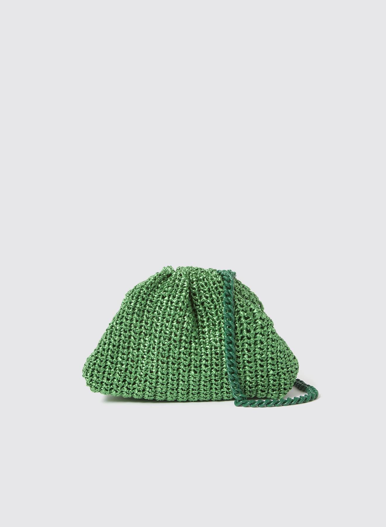 Maria la Rosa Mini Game Bag Crochet Platino Raffia Clutch