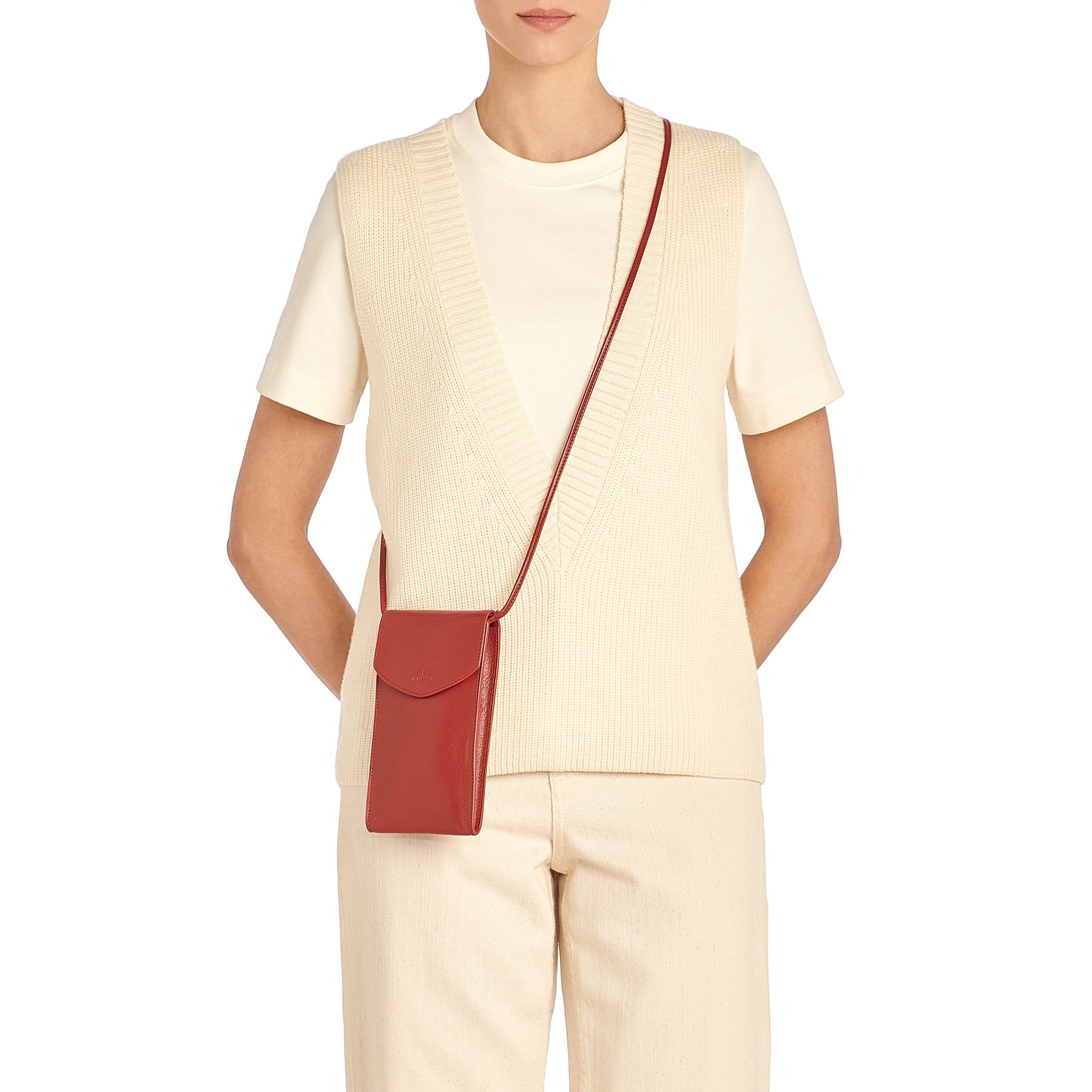 Il Bisonte Bigallo Handytasche Vollleder Rot Damen Umhänge