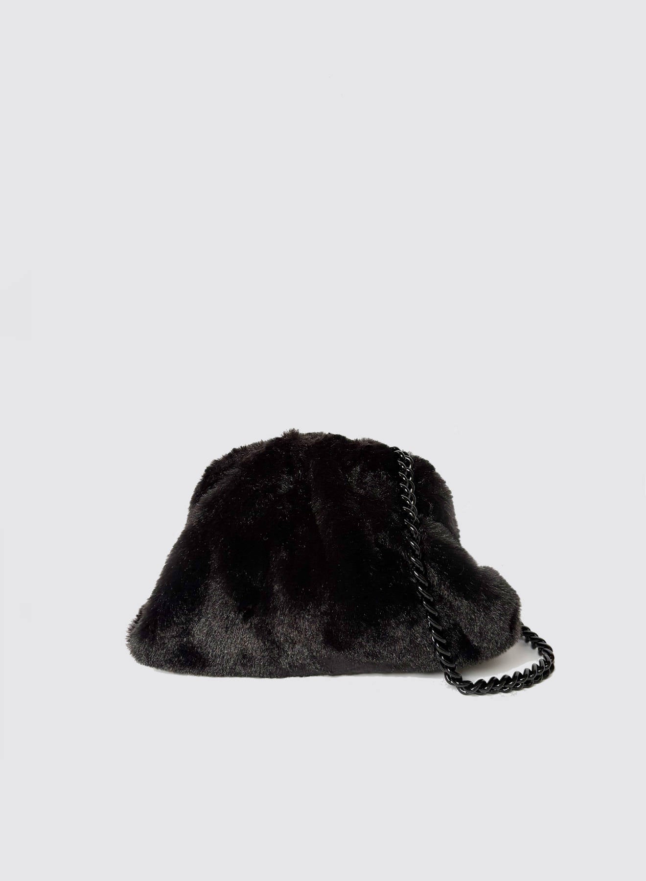 Maria la Rosa Nita Mini Clutch Schwarz Kunstpelz