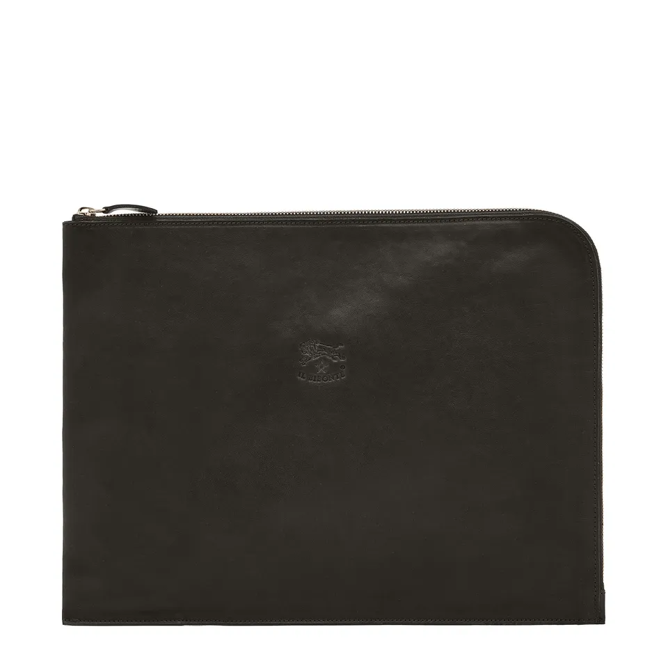 Il Bisonte Dokumentenmappe schwarz Vollleder Zip