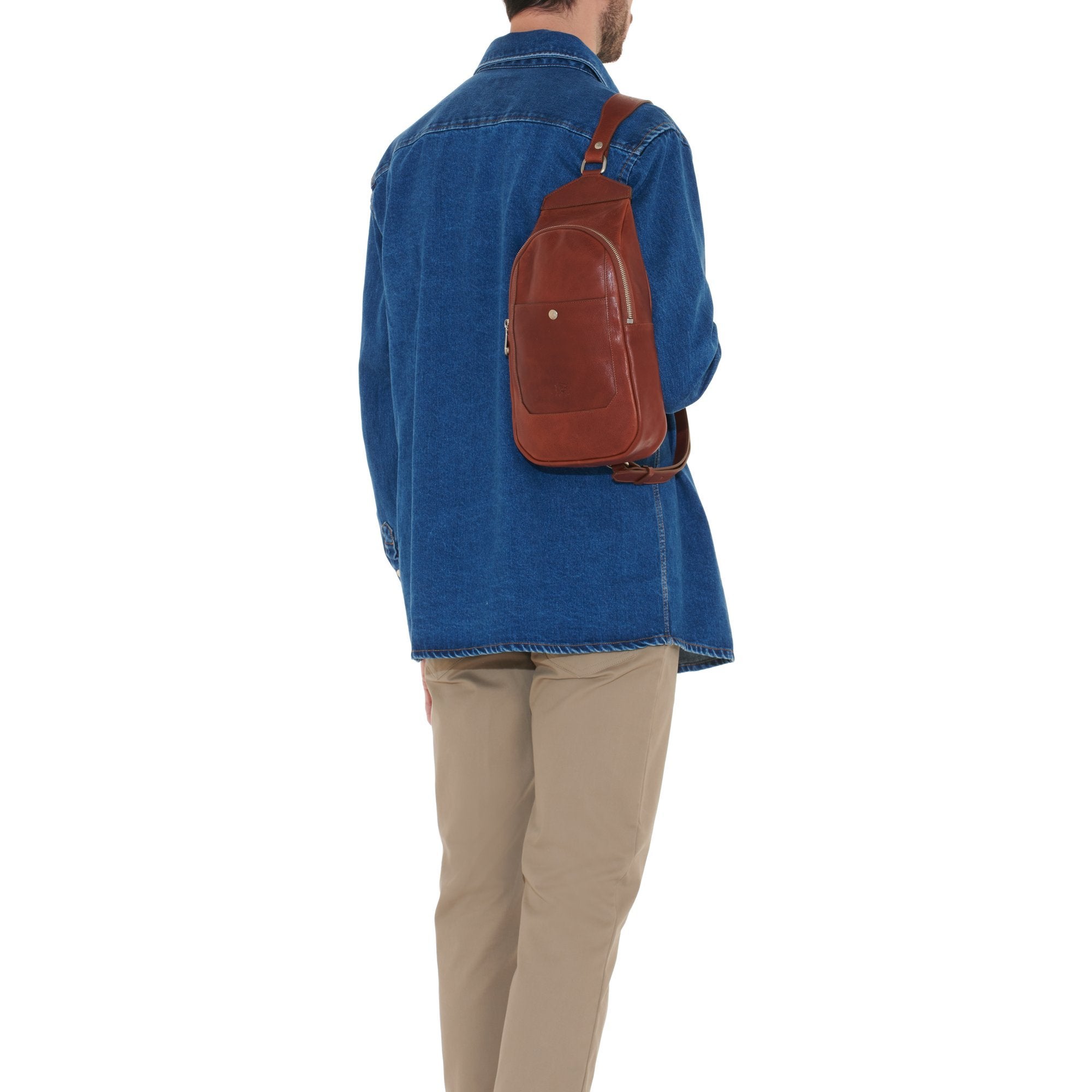 Il Bisonte Cosimo Sling-Rucksack Sepia Vintage-Rindsleder