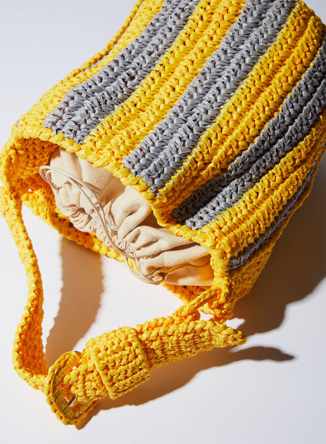 Maria la Rosa Cheyenne Mini Bucket Handtasche Gelb Raffia