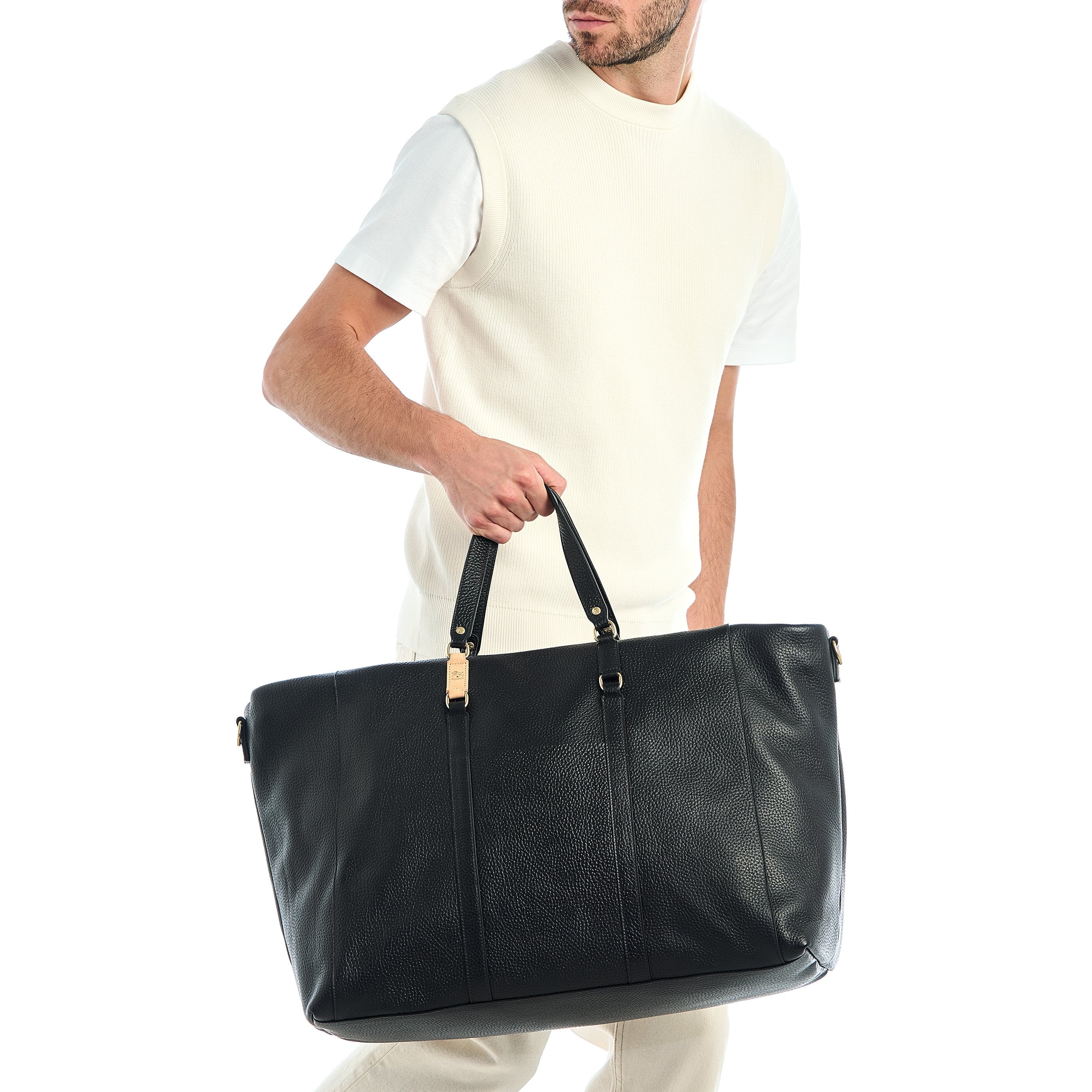 Il Bisonte Segno Reisetasche Schwarz Leder