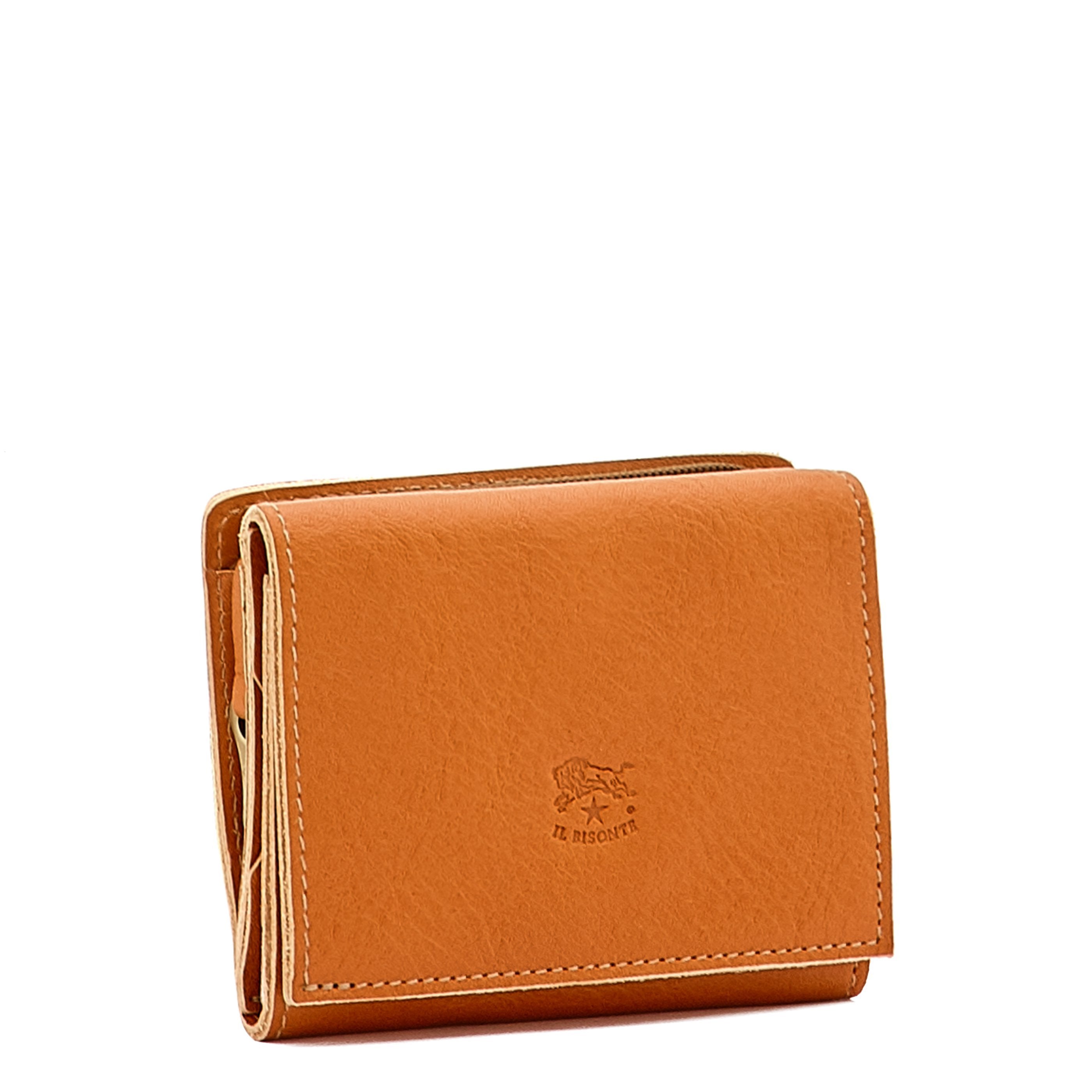 Il Bisonte Portemonnaie Karamell Leder mit Münzfach