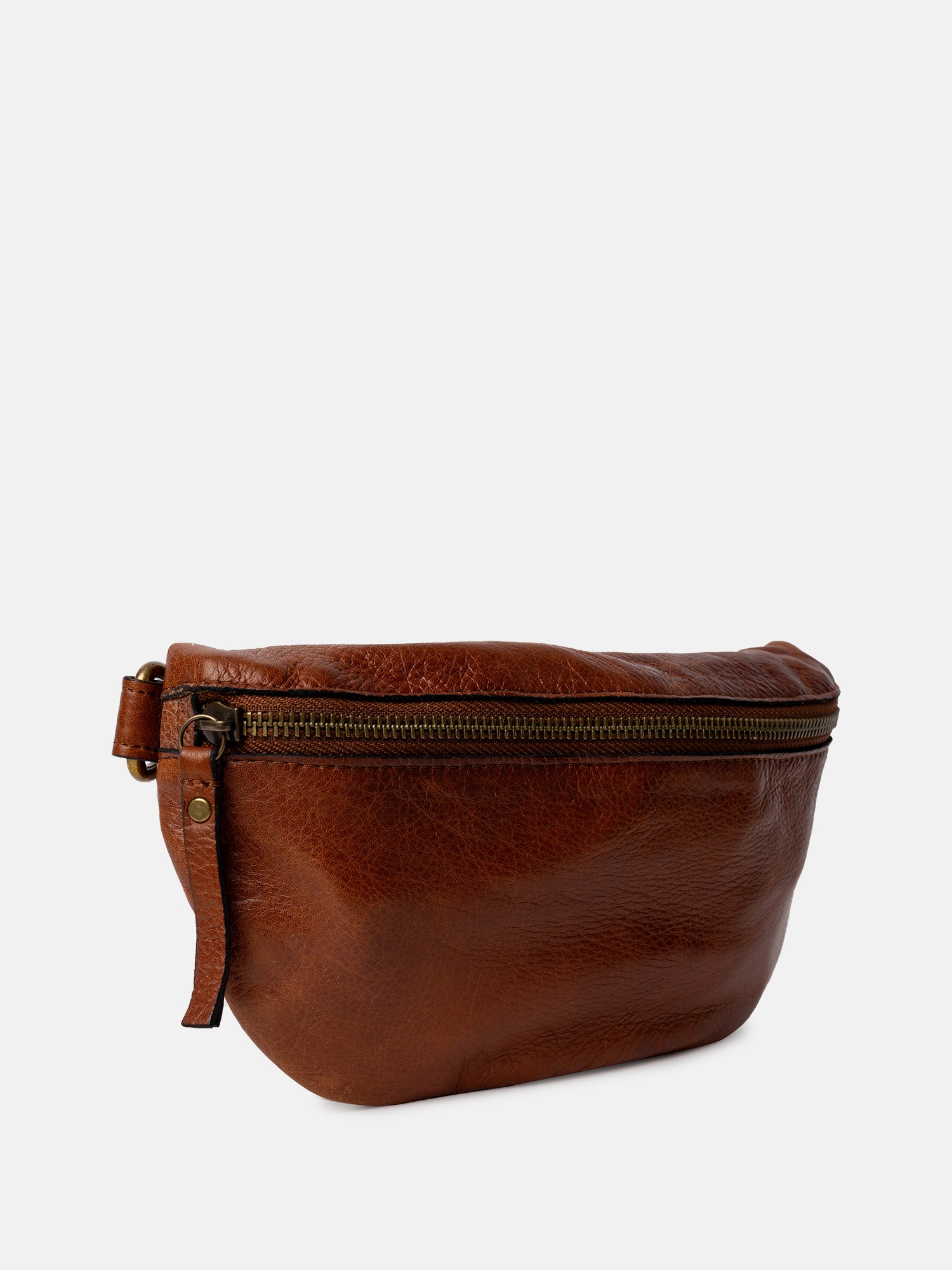 RE:DESIGNED Gisela Bauchtasche Walnut/Brass Vollleder