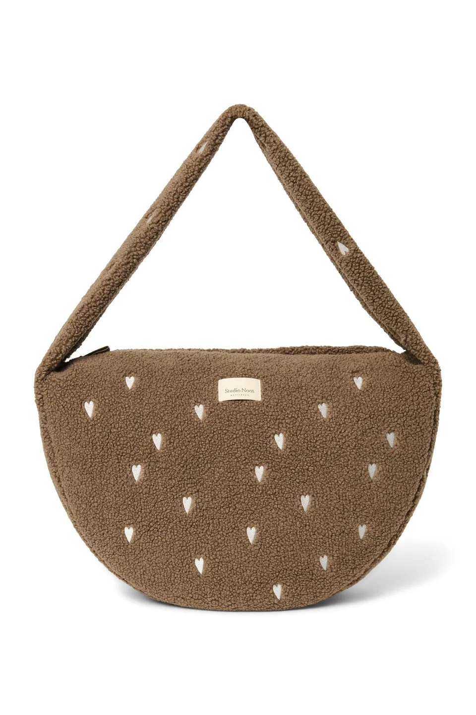 Studio Noos Teddy Cross Body Umhängetasche Brown Hearts Plüsch