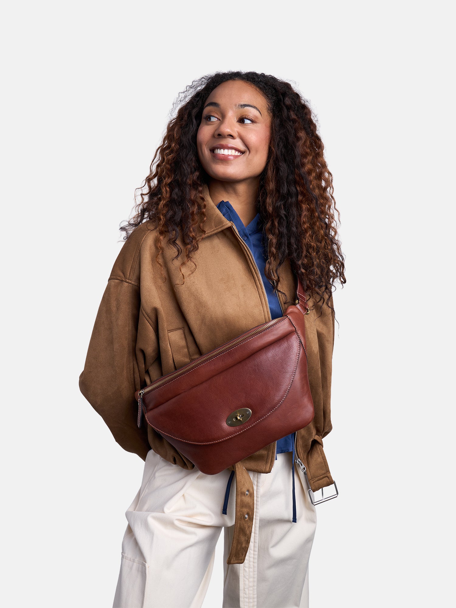 RE:DESIGNED Saya Bumbag Gürteltasche Cognac Vollleder