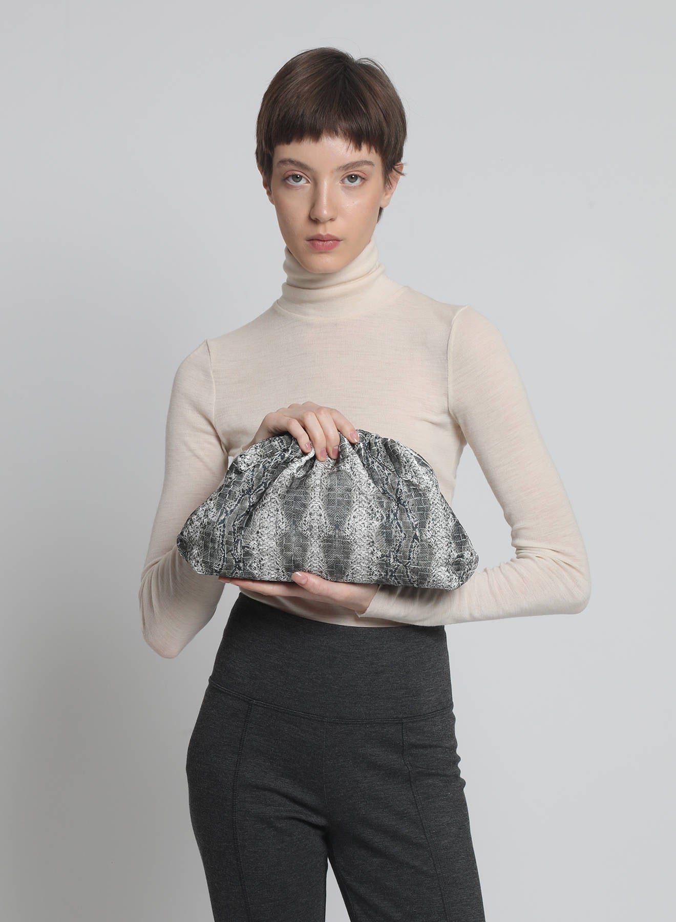 Maria la Rosa Savage Game Bag Clutch Grey Python
