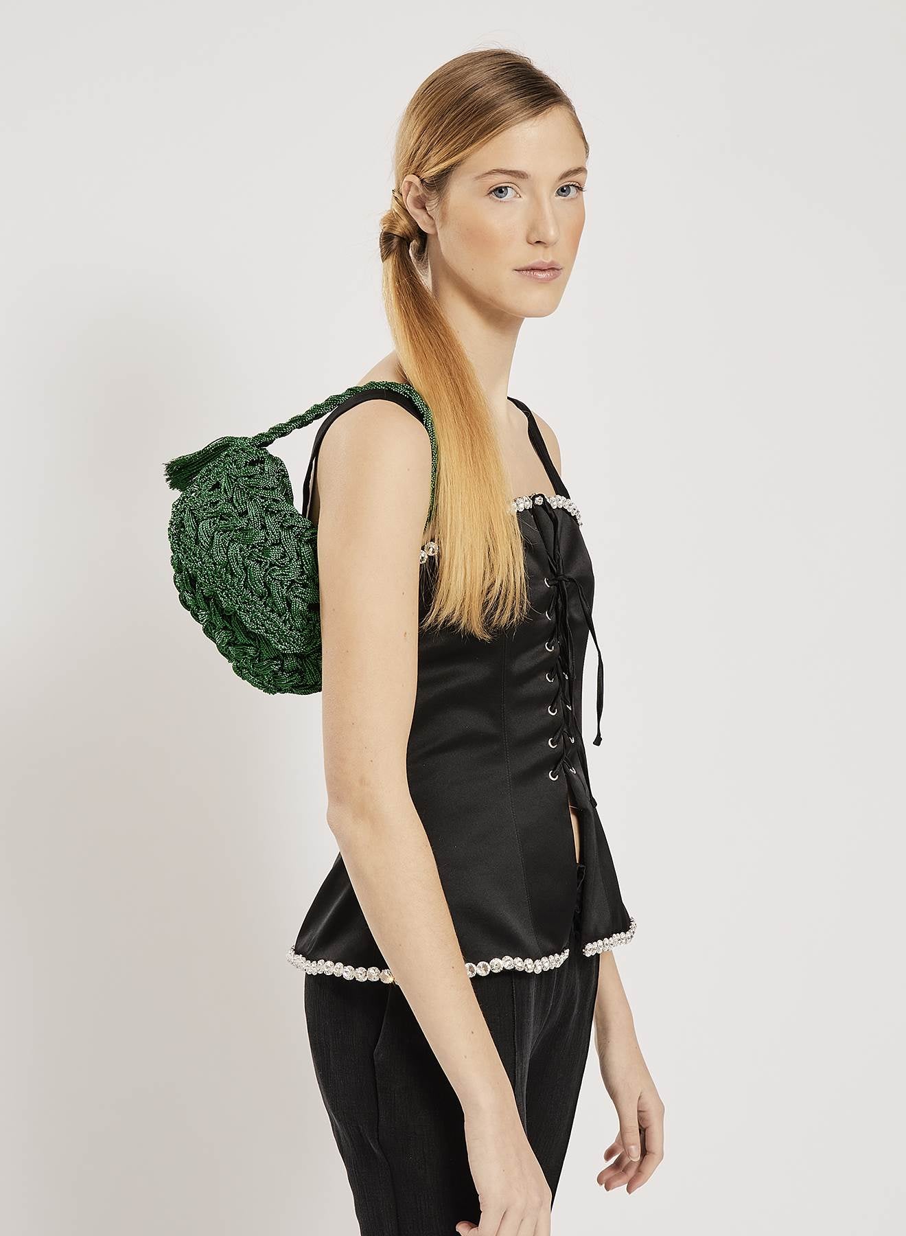 Maria la Rosa Canterbury Tasche Grün Lurex