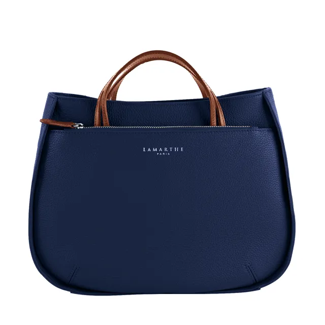 Lamarthe Fidèle Handtasche M Marineblau Vollleder
