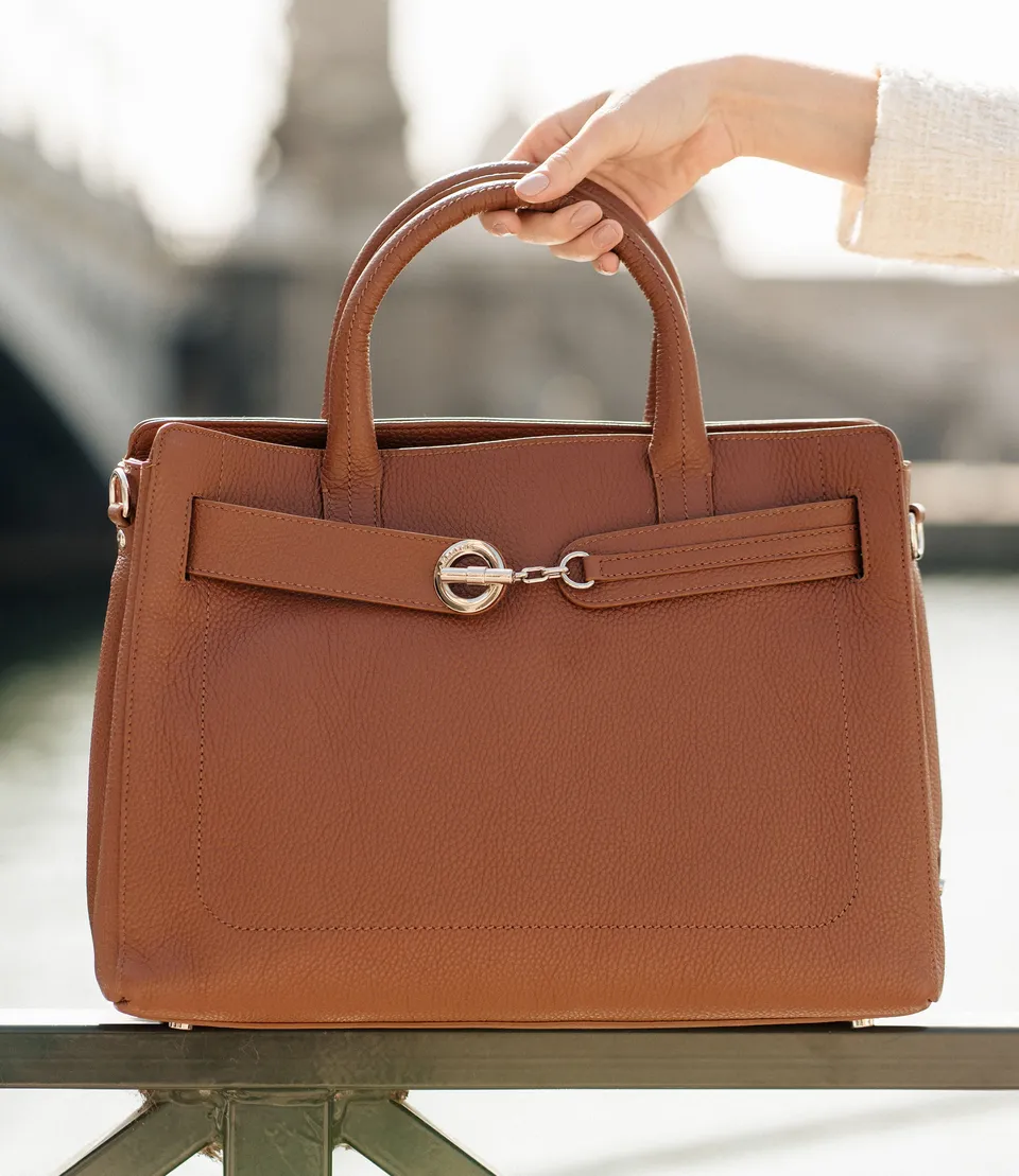 Lamarthe Paris Handtasche Cognac Vollleder 38 cm
