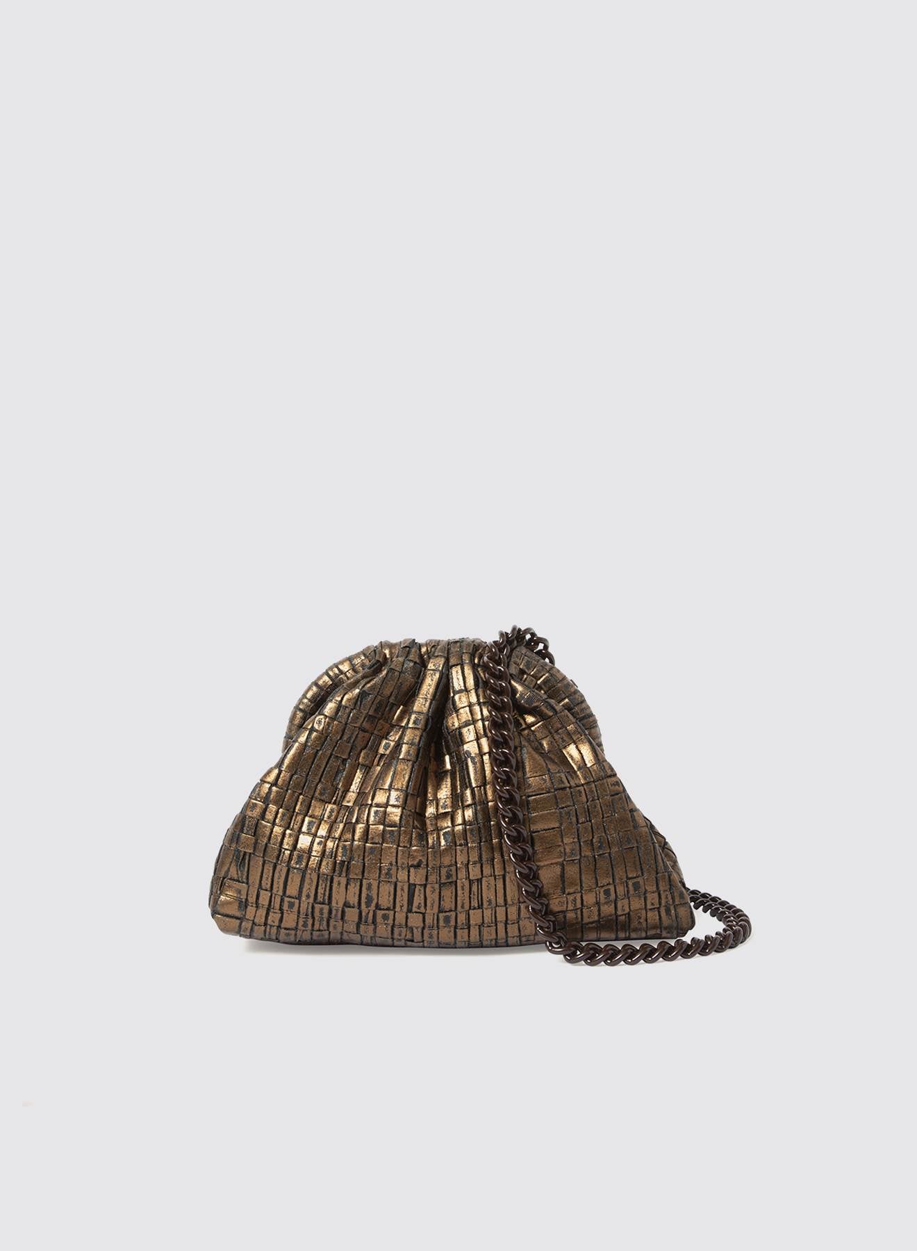 Maria la Rosa Mini Game Bag Laminated Clutch Schwarz