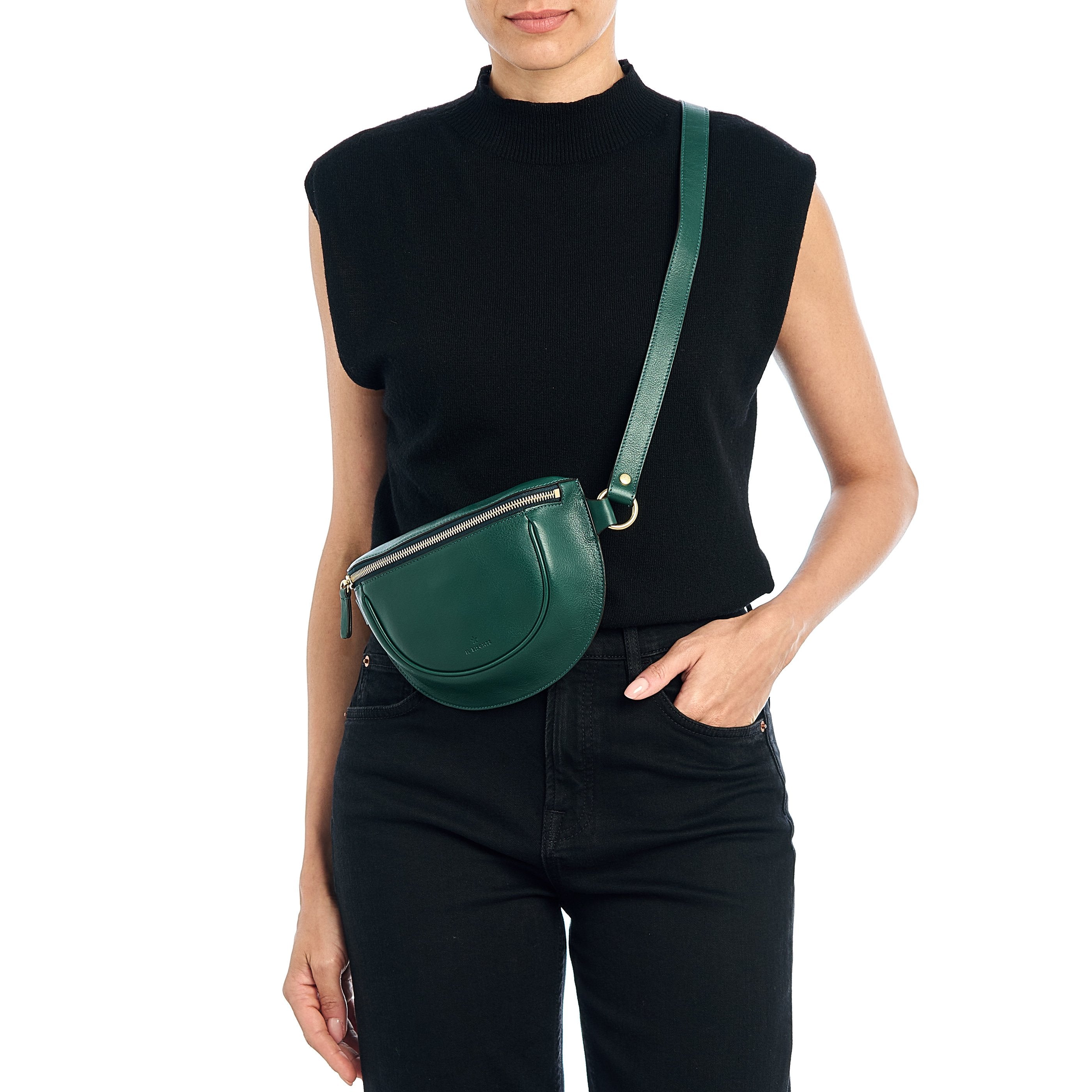 Il Bisonte Oliveta Bauchtasche Vollleder grün