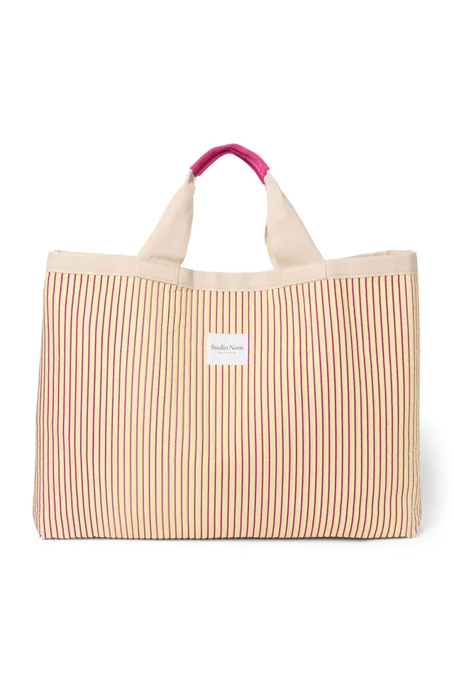 Studio Noos Poplin Striped Beach Bag Strandtasche Butter Yellow