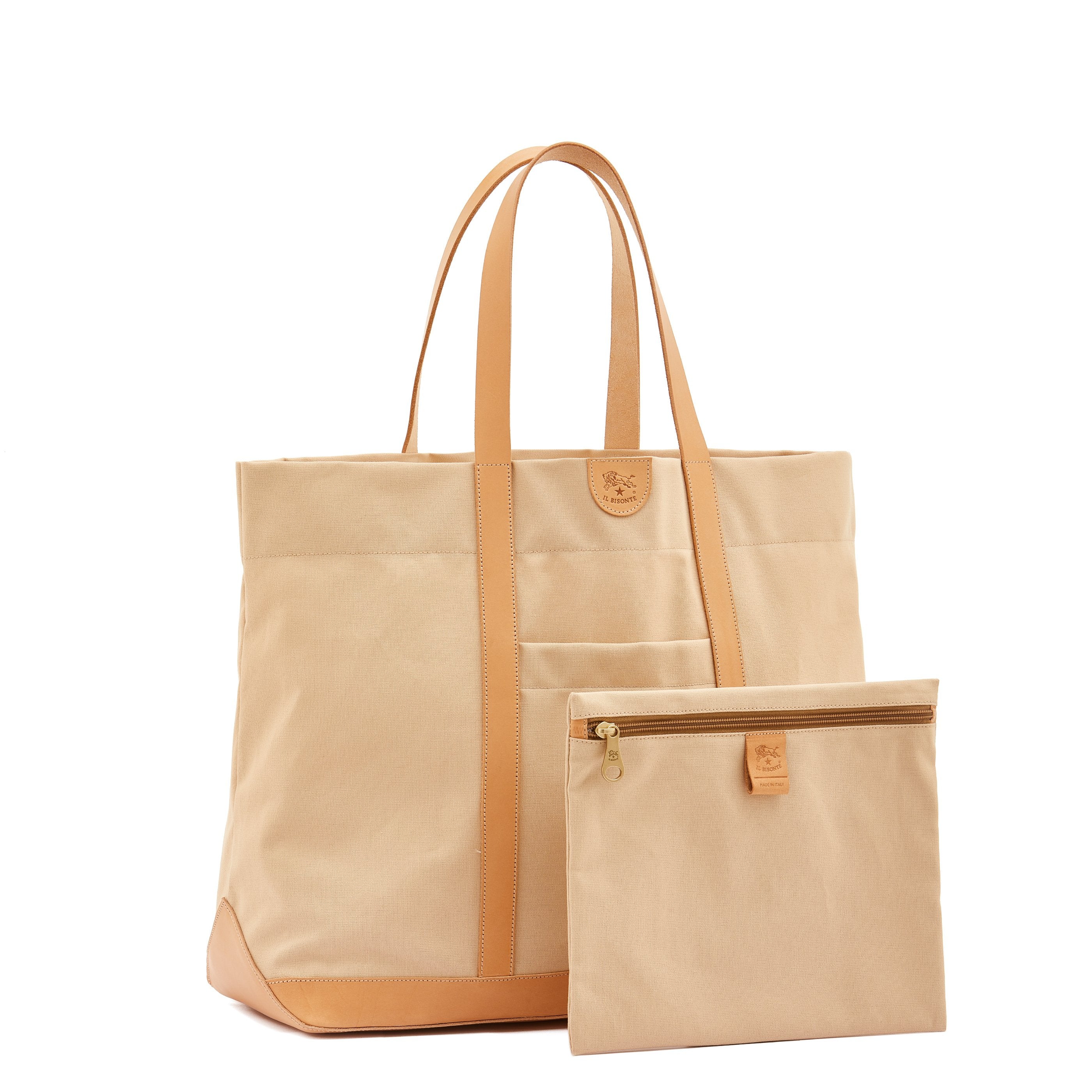 Il Bisonte Shopper Stoff Natur Leder Pouch