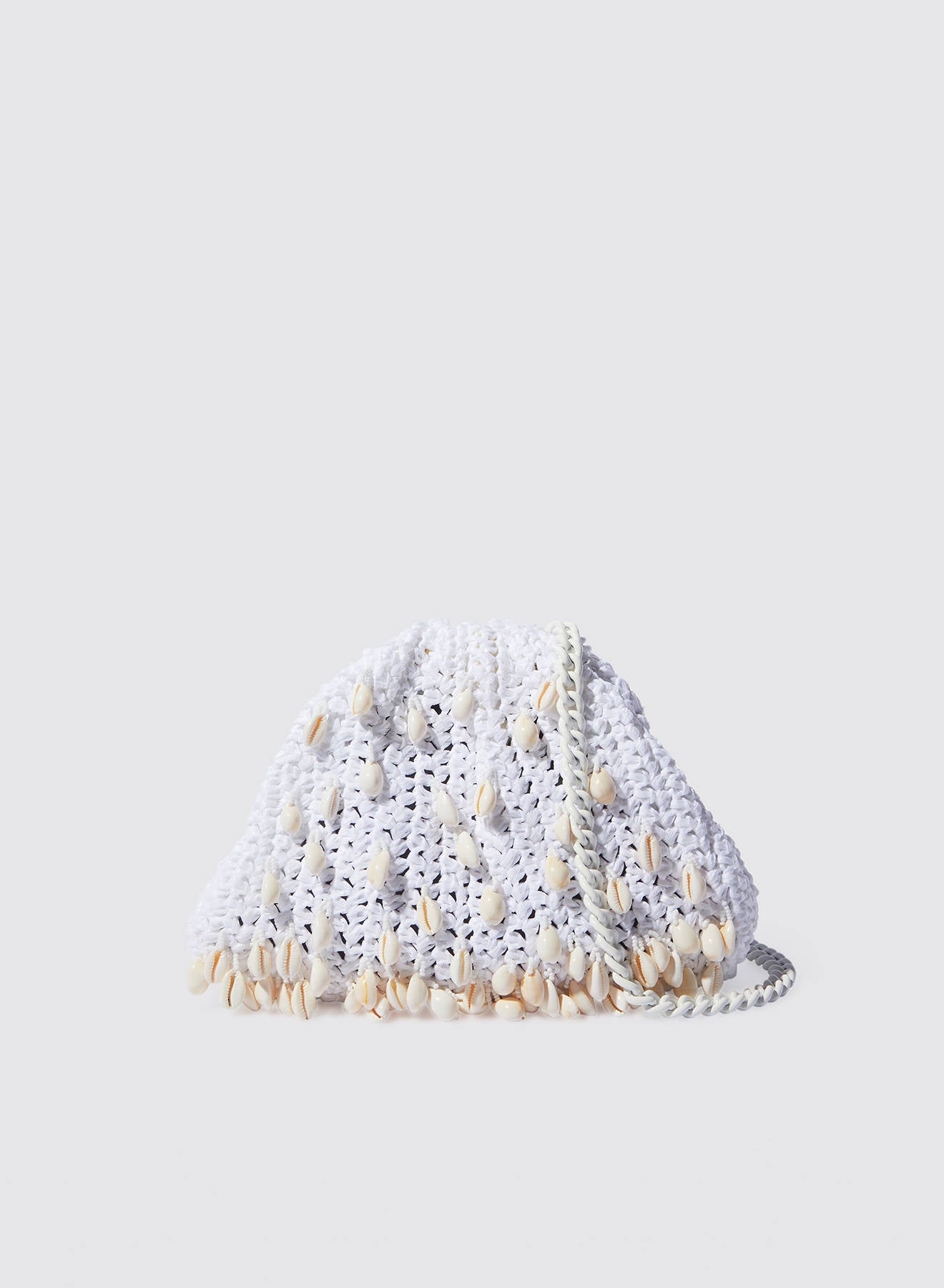 Maria la Rosa Shell Mini Clutch Natural Rafia-Crochet