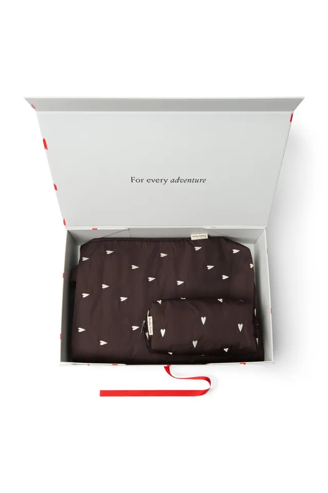 Studio Noos Classic Gift Set Brown Hearts Mom Bag + Pouch