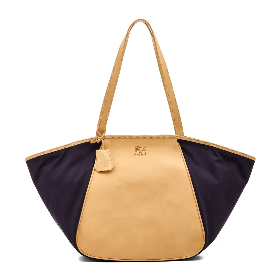 Il Bisonte Archive 1970 Shopper Blau Natur Stoff