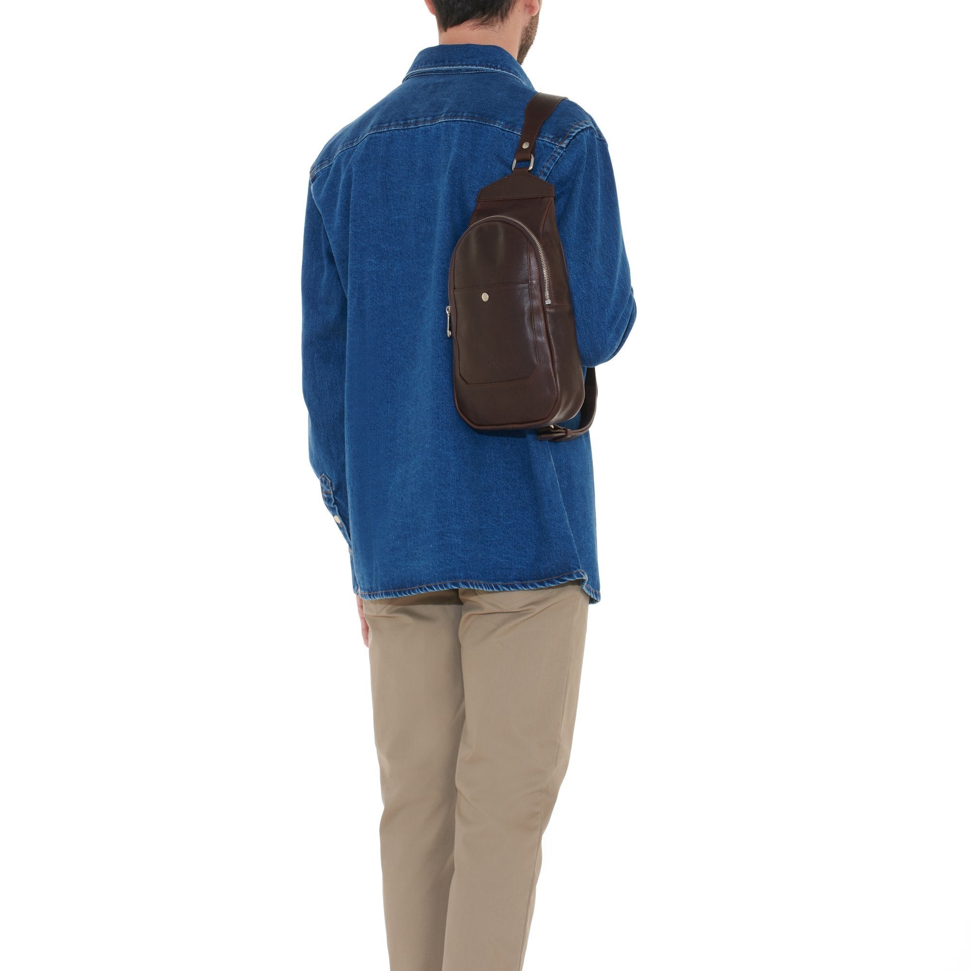 Il Bisonte Cosimo Sling-Rucksack Herren Leder kaffee