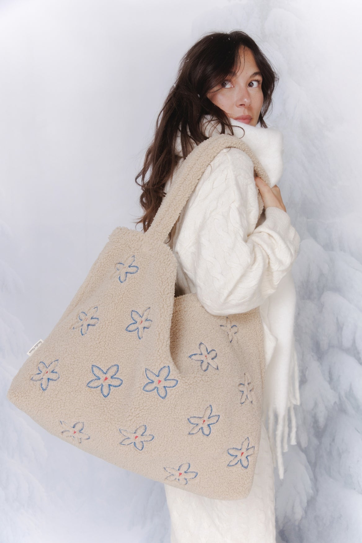 Studio Noos Teddy Mom Bag Shopper Ecru Flower Heart