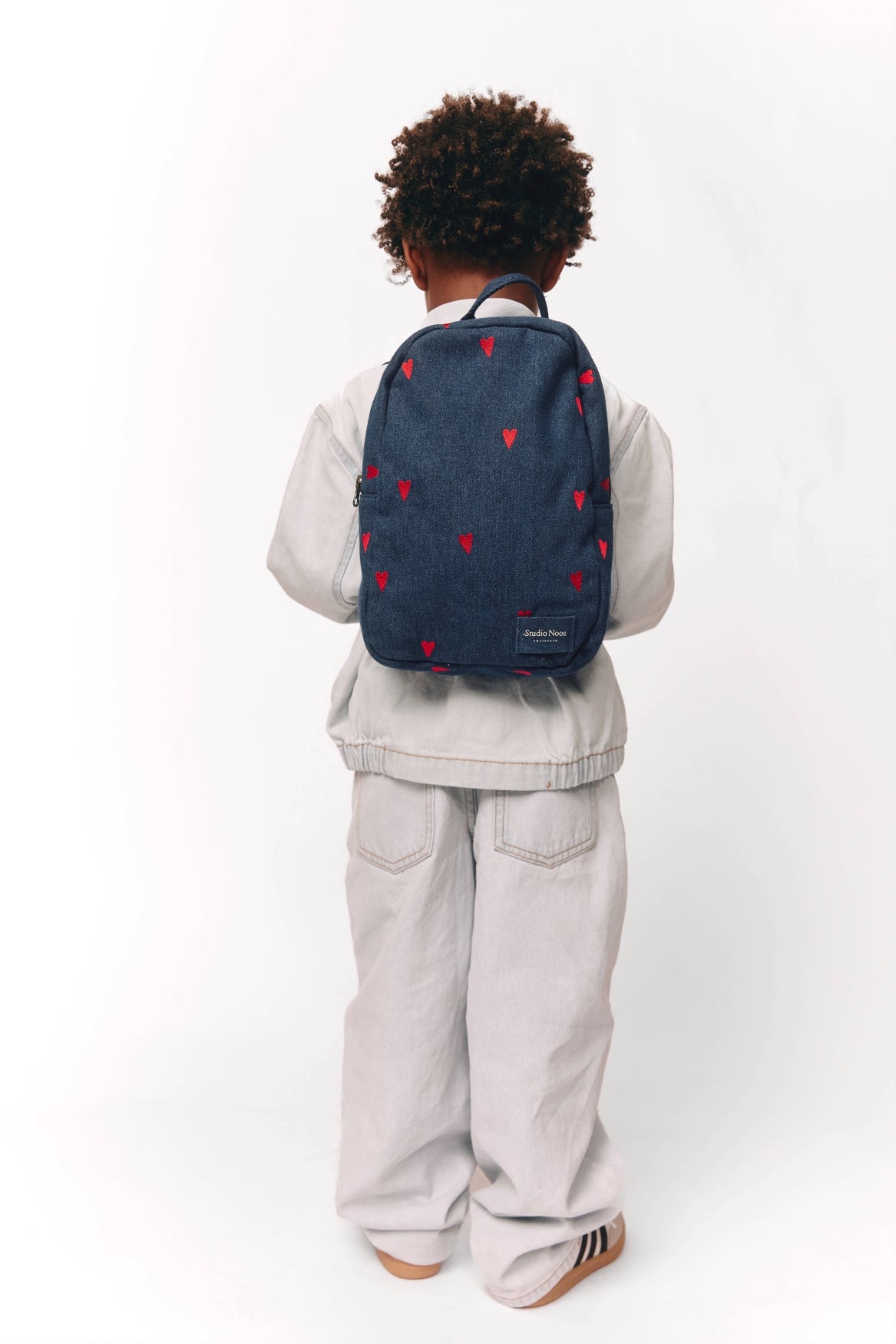 Studio Noos Denim Mini-Rucksack Dunkelblau Rote Herzen