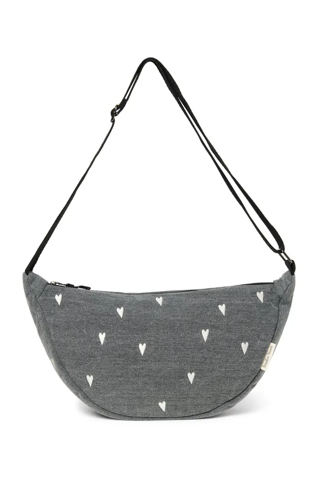 Studio Noos Denim Bauchtasche Grey Hearts Grau Denim