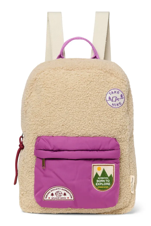 Studio Noos Teddy Midi Rucksack Ecru Purple ab 6 Jahren