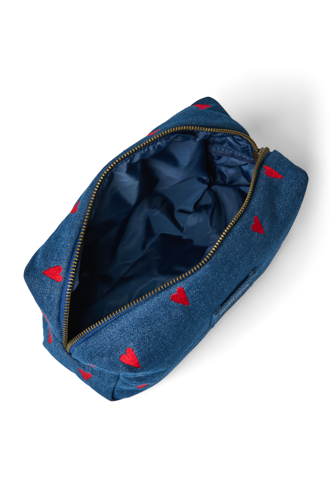 Studio Noos Denim Pouch Täschchen Dark Blue Red Hearts gepolstert