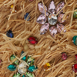 Maria la Rosa Florane Korbtasche Natural Rafia bestickt