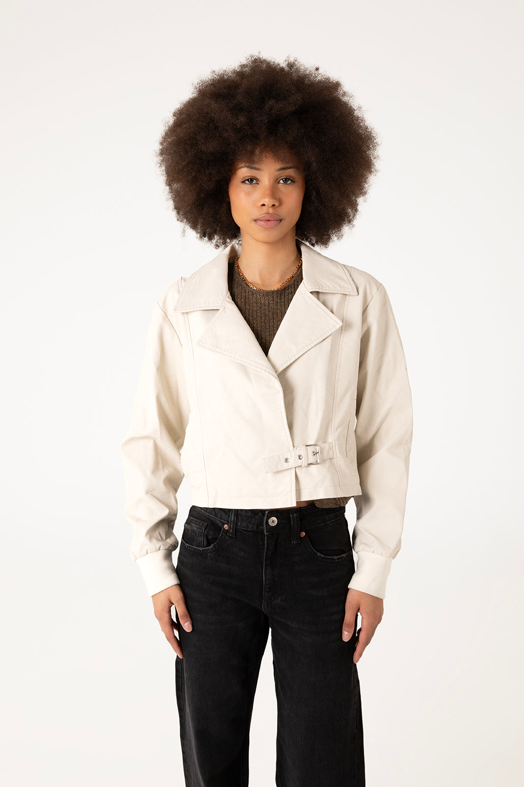 Matt & Nat Sessa Bikerjacke Creme vegan kurz