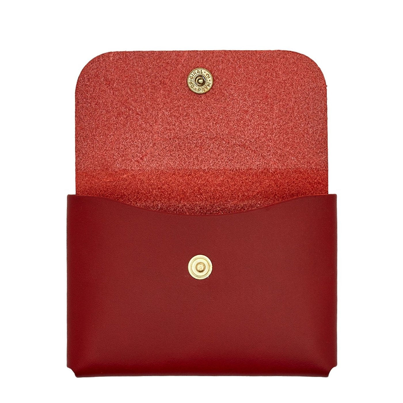 Il Bisonte Kartenetui Rubinrot Vollleder Druckknopf