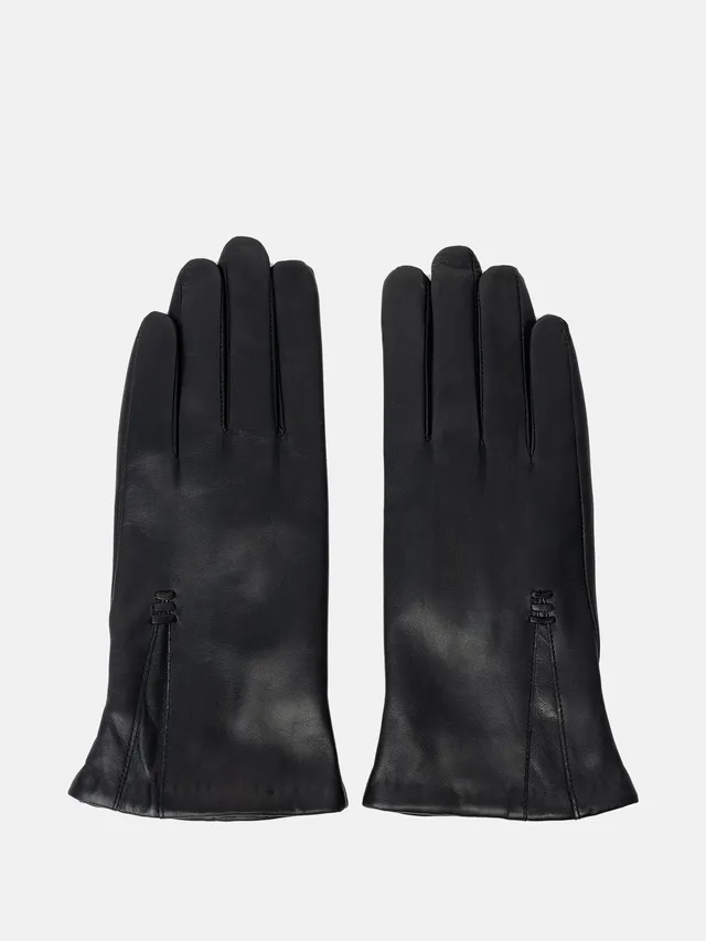 RE:DESIGNED Kayla Wool Lederhandschuhe Schwarz Wolle