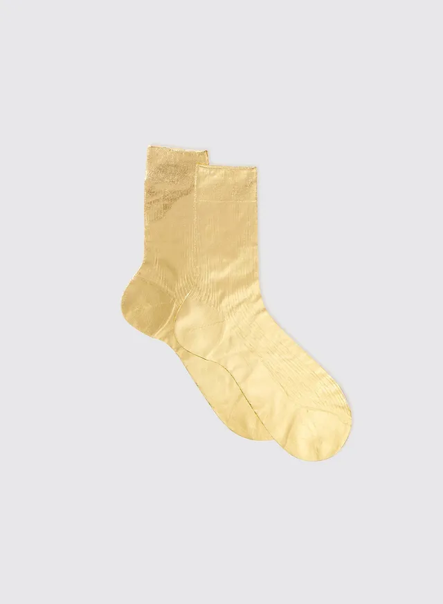 Maria la Rosa One Ribbed Laminated Socken Gold Seide