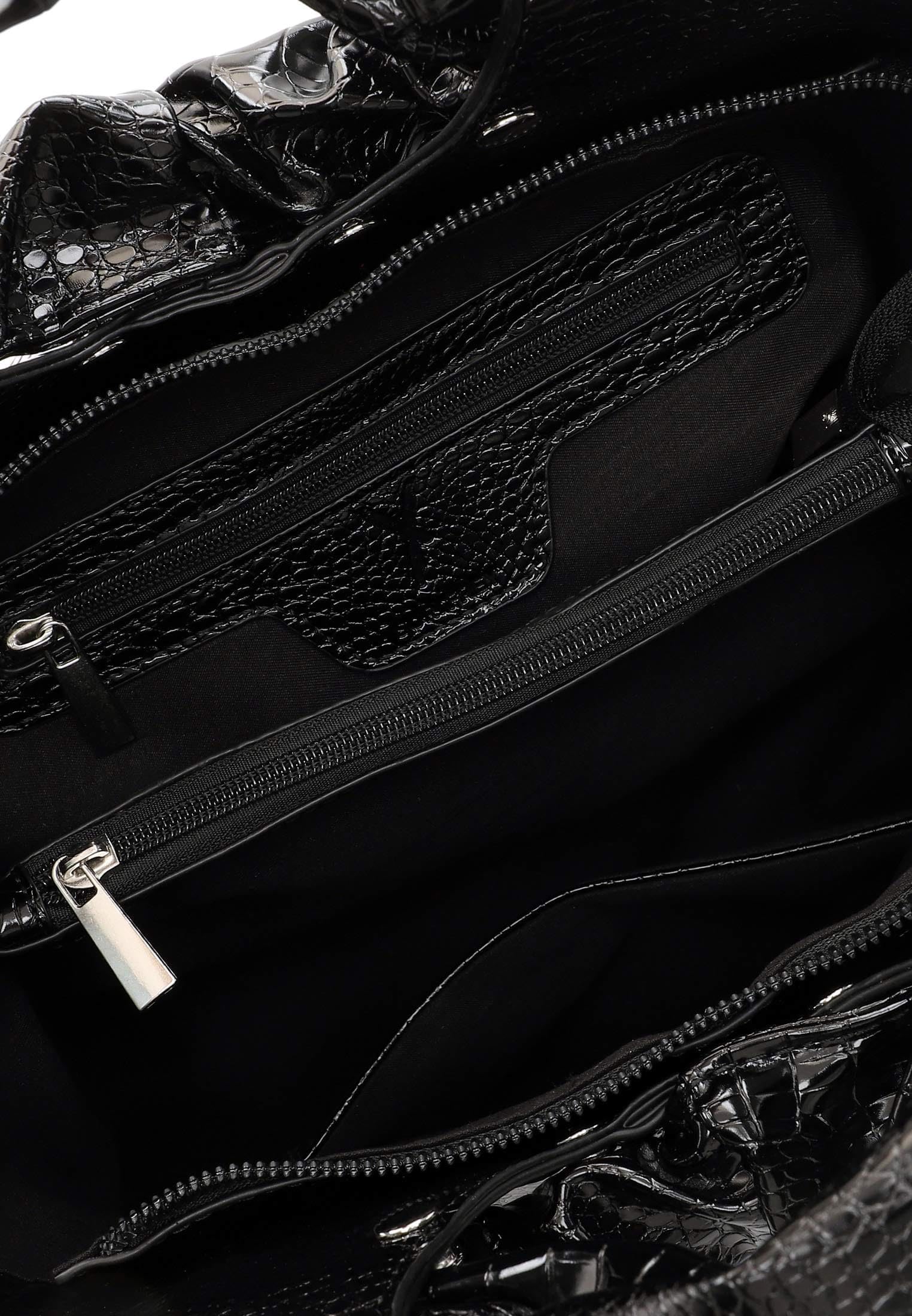 SURI FREY TechBag Shopper Black-Kroko Kroko-Optik