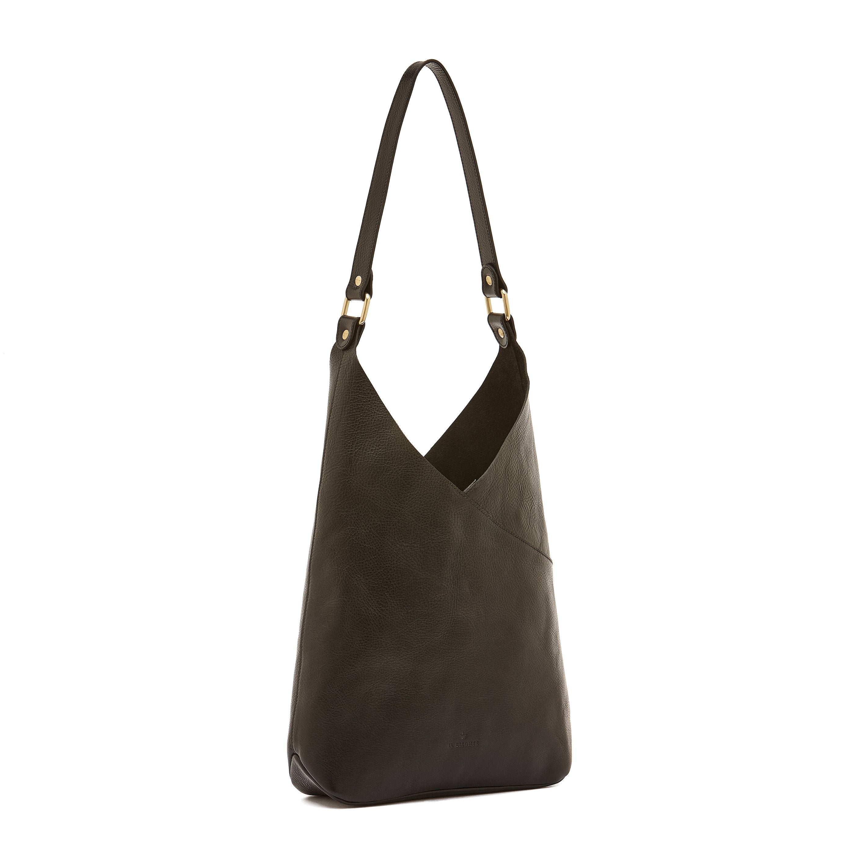Il Bisonte Malibu Schultertasche Schwarz Vollleder