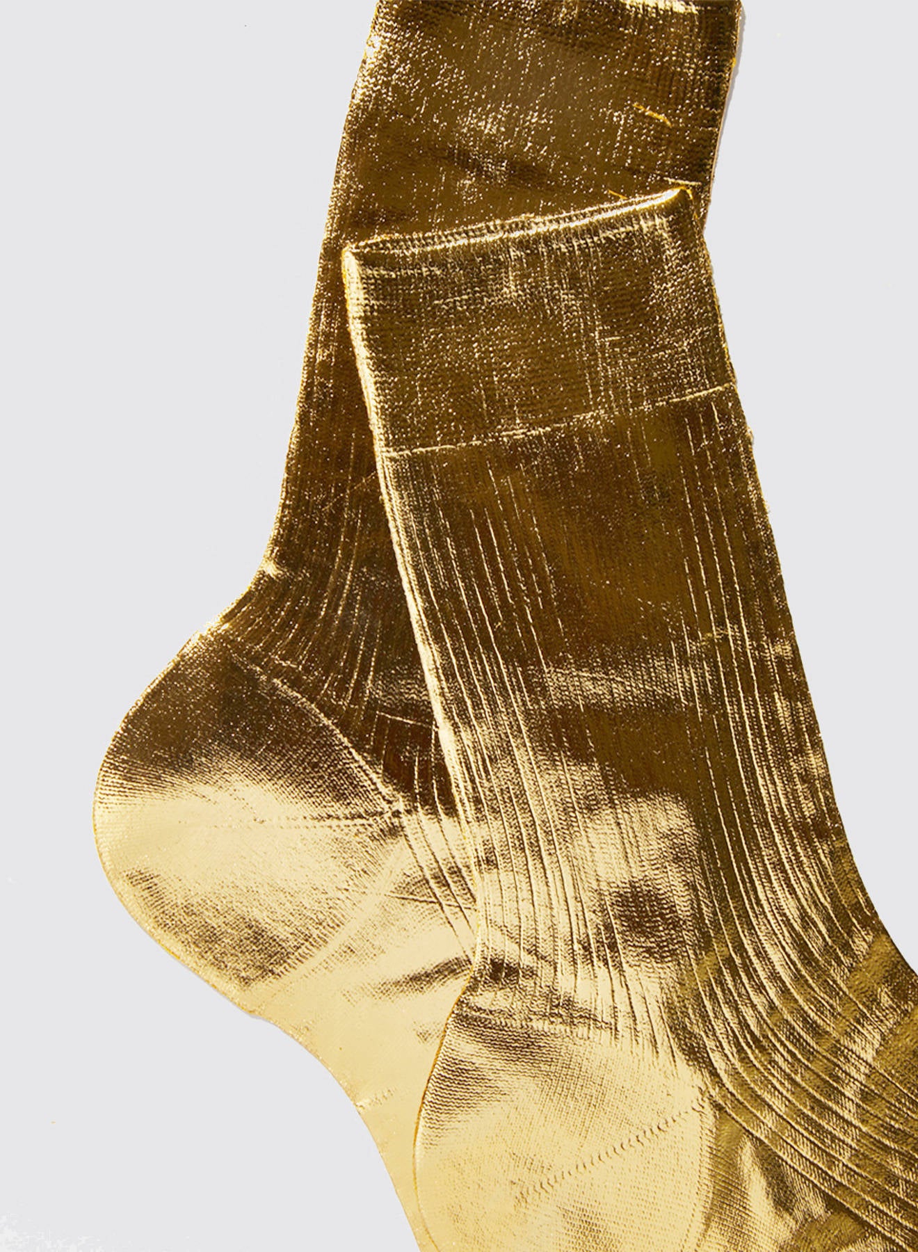 Maria la Rosa One Ribbed Laminated Socken Gold Seide