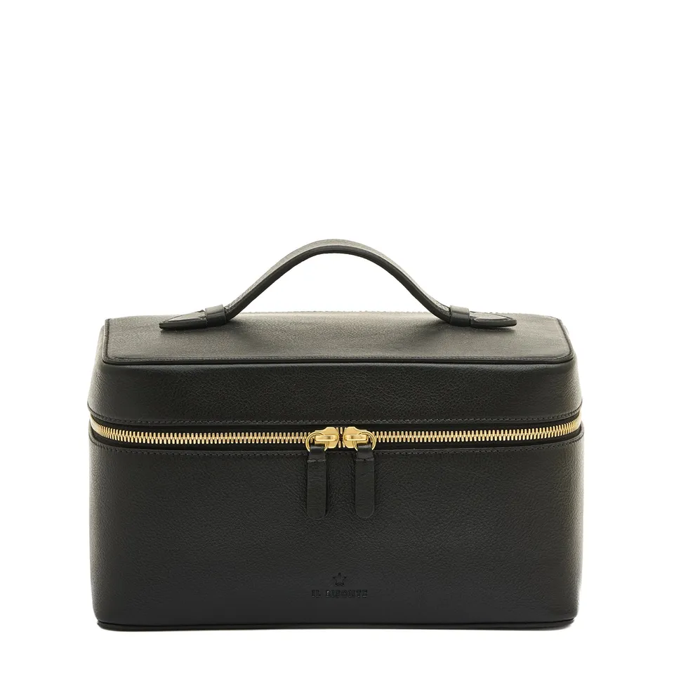 Il Bisonte Musa Beautycase Schwarz Ledertasche
